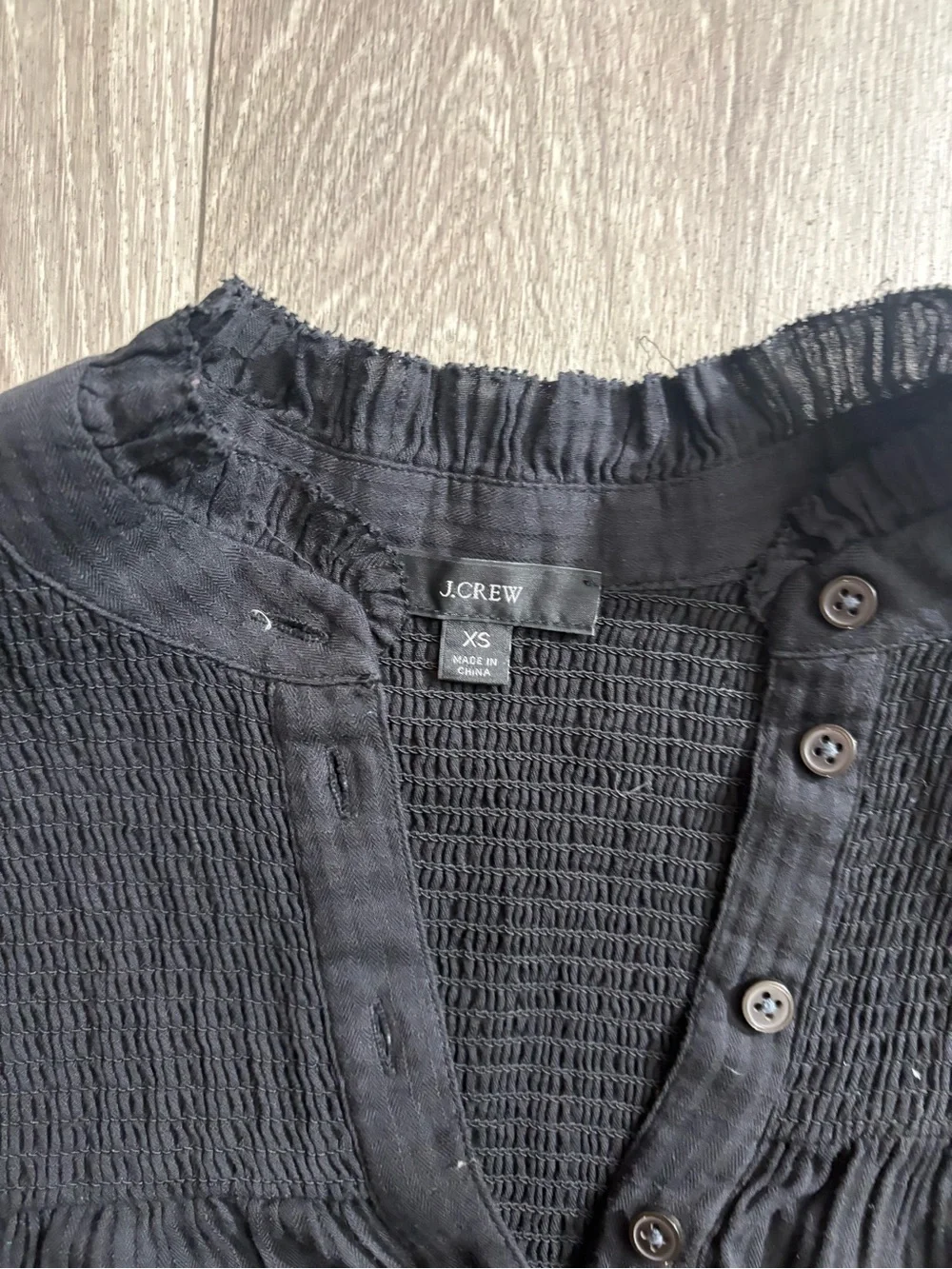 J. Crew Black Sleeveless Ruffle-Yoke Blouse